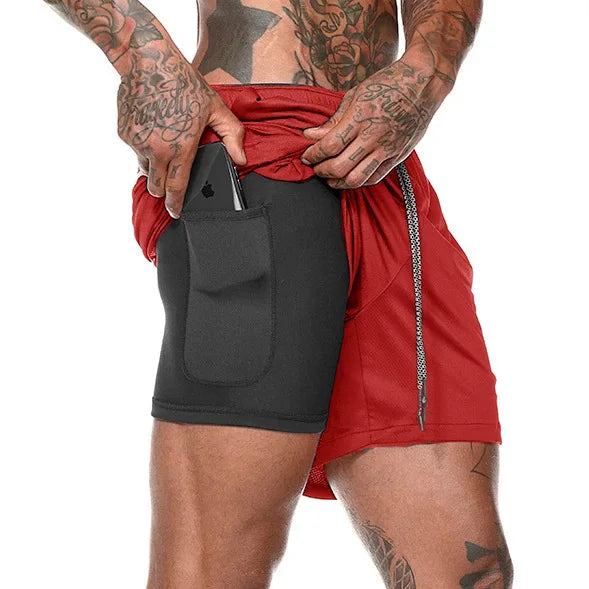 2023 Men's Running Shorts Summer Sportswear Double-deck 2 In 1 Training Workout Clothing for Gym Fitness Sport