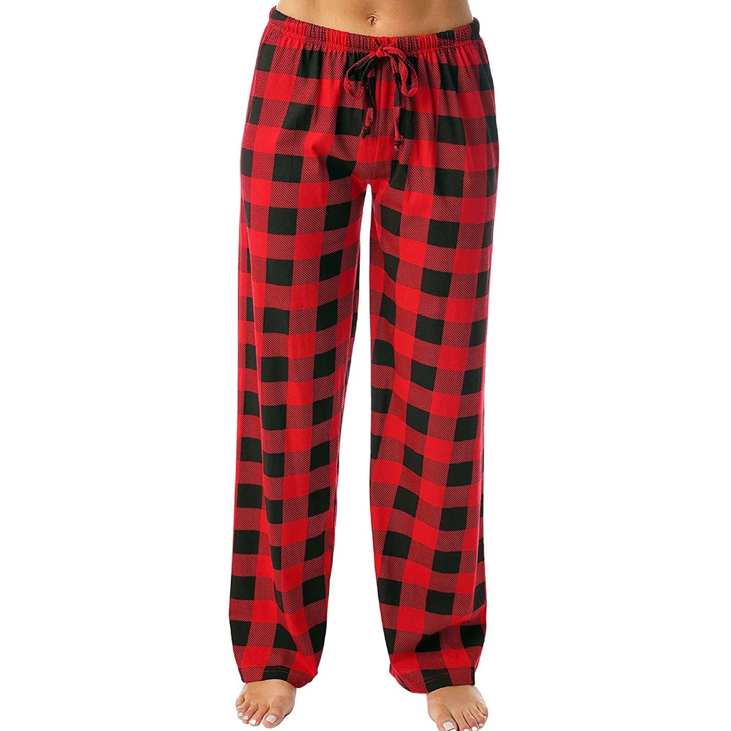 Autumn Winter Plaid Printed Pajama Pants for Women Fashion Casual Wide Leg Streetwear Clothing