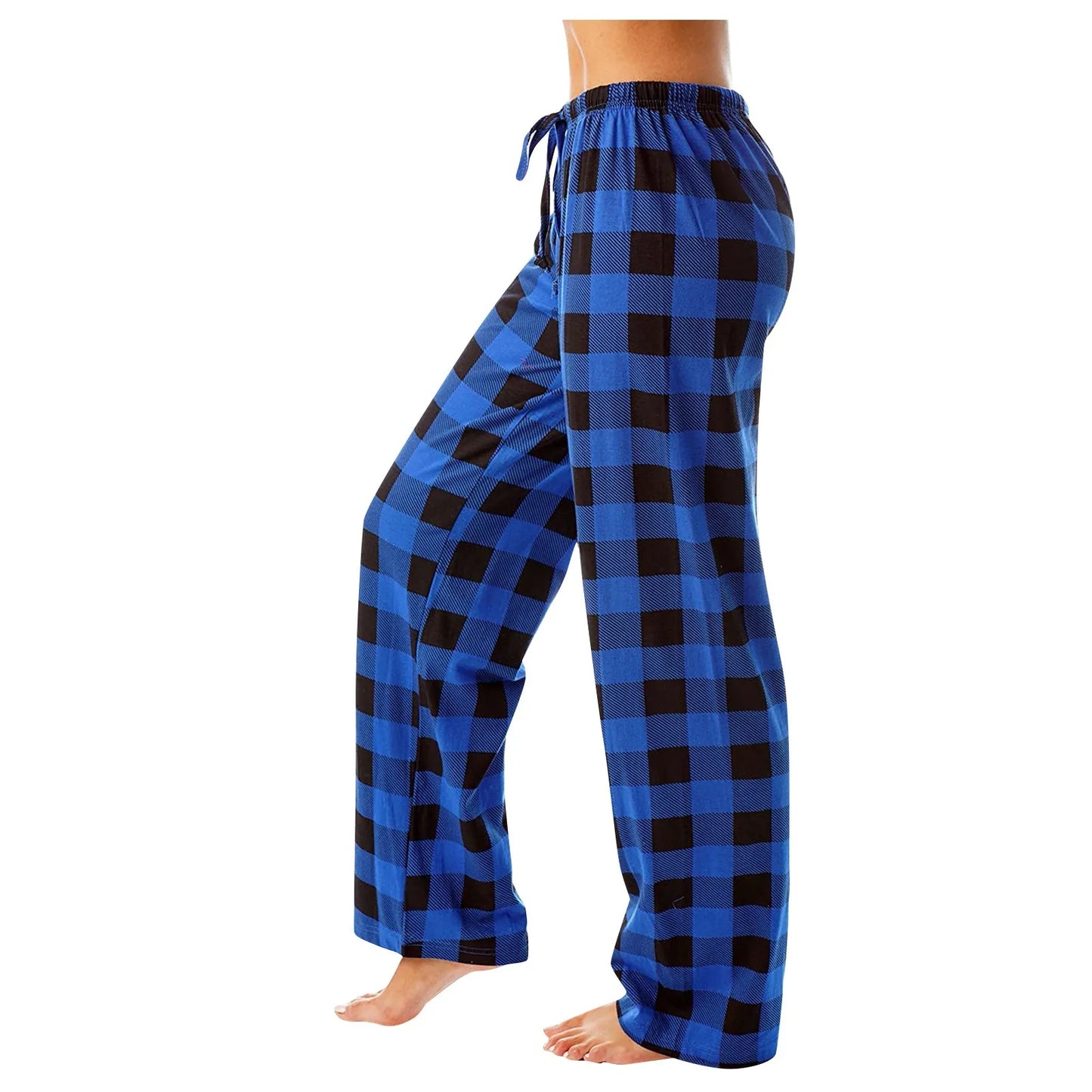 Autumn Winter Plaid Printed Pajama Pants for Women Fashion Casual Wide Leg Streetwear Clothing