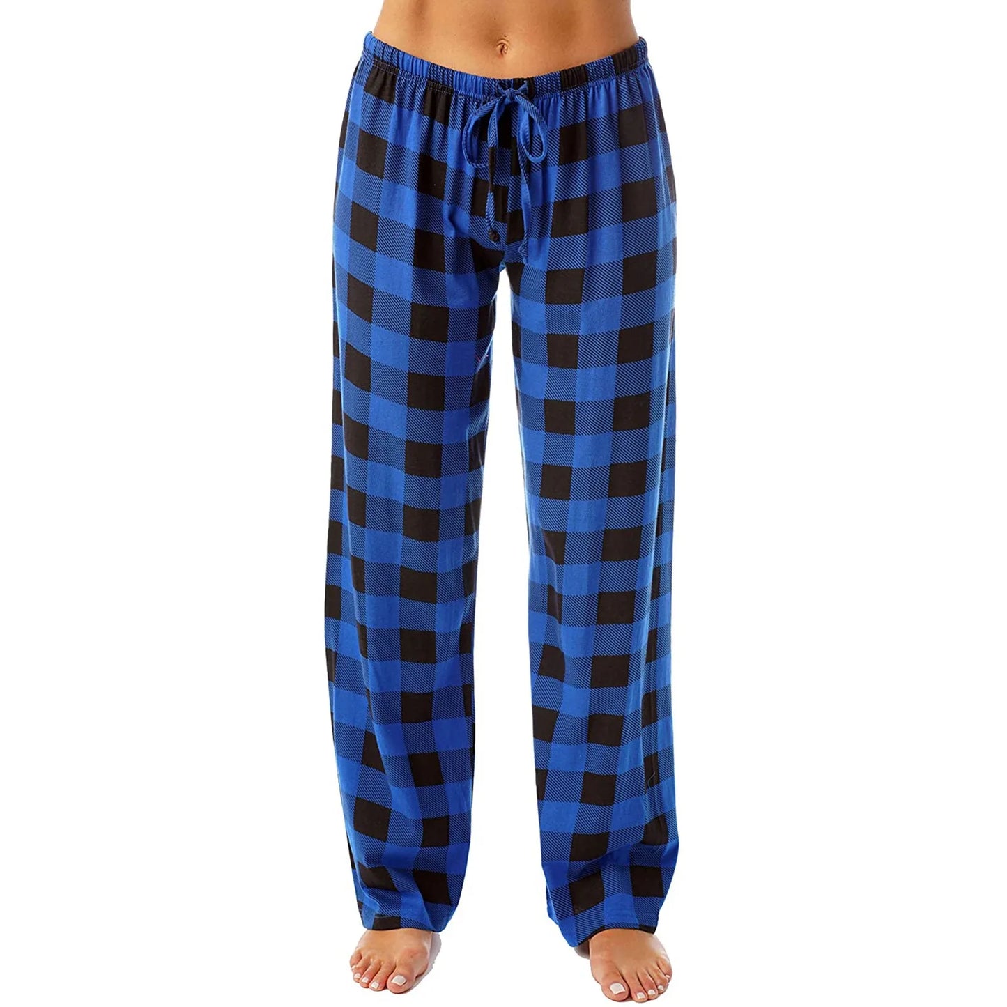 Autumn Winter Plaid Printed Pajama Pants for Women Fashion Casual Wide Leg Streetwear Clothing