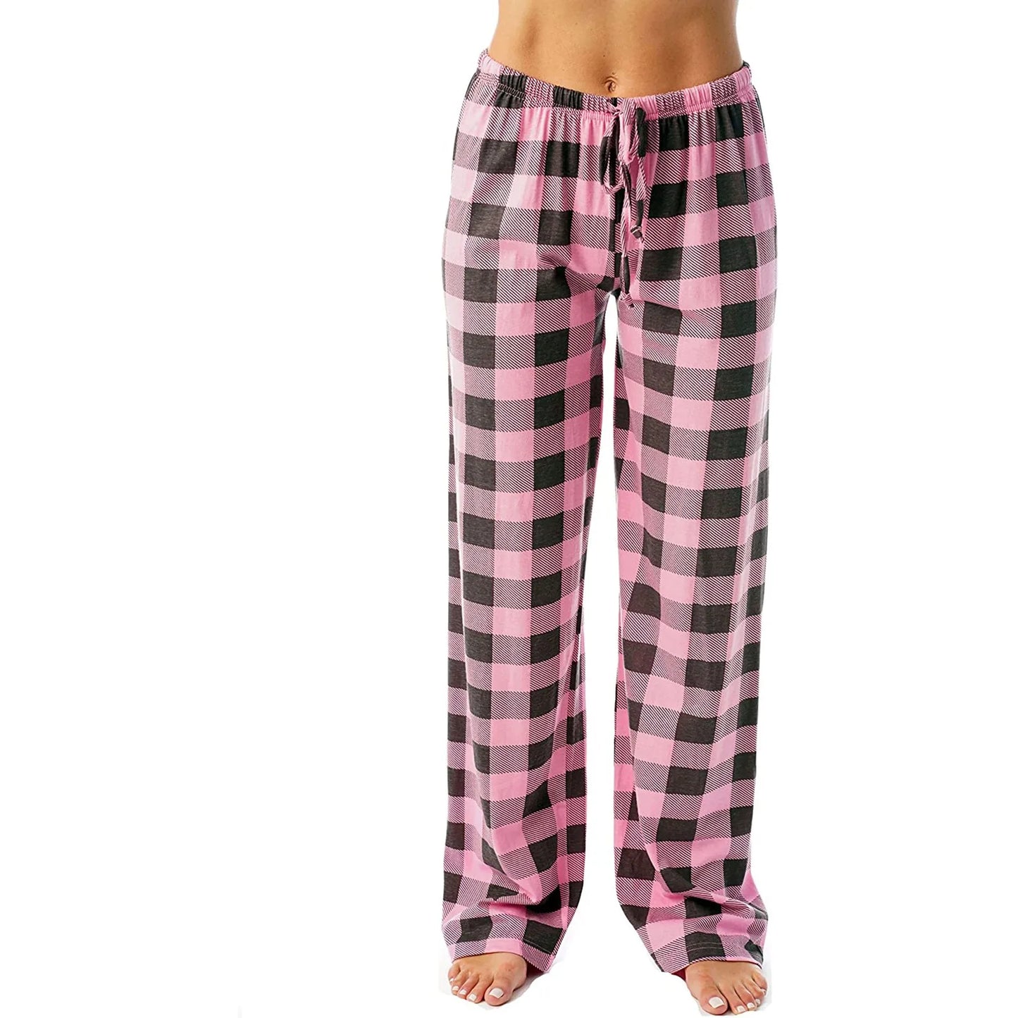 Autumn Winter Plaid Printed Pajama Pants for Women Fashion Casual Wide Leg Streetwear Clothing