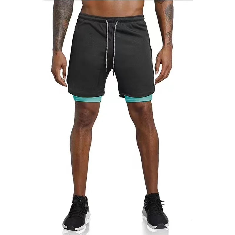 2023 Men's Running Shorts Summer Sportswear Double-deck 2 In 1 Training Workout Clothing for Gym Fitness Sport