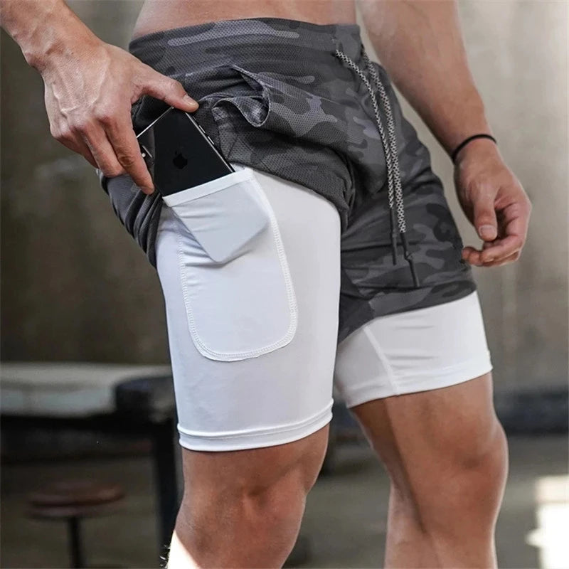 2023 Men's Running Shorts Summer Sportswear Double-deck 2 In 1 Training Workout Clothing for Gym Fitness Sport